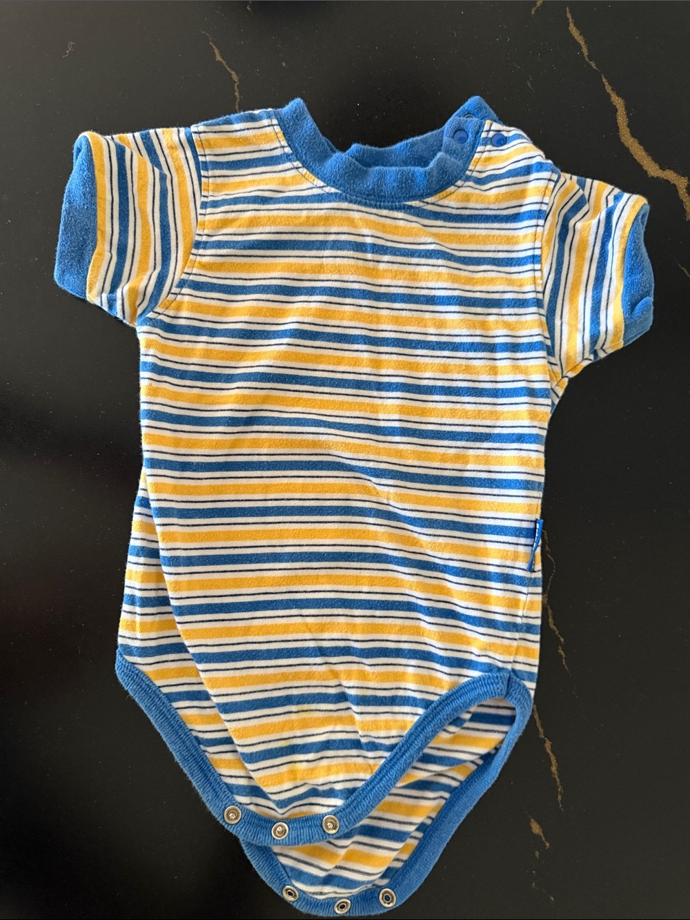 OshKosh B'gosh Blue, Yellow and White Striped Baby One-Piece